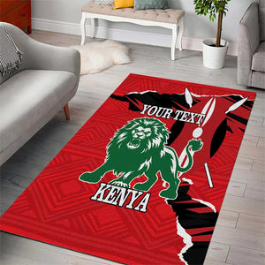 Personalized Jamhuri Day 1963 Area Rug Angry Lion With African Shield