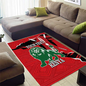 Personalized Jamhuri Day 1963 Area Rug Angry Lion With African Shield