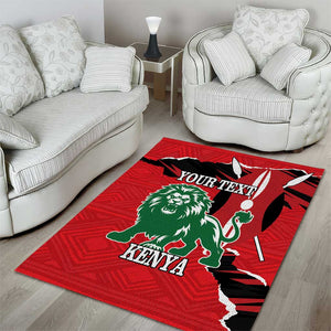 Personalized Jamhuri Day 1963 Area Rug Angry Lion With African Shield