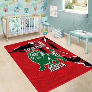 Personalized Jamhuri Day 1963 Area Rug Angry Lion With African Shield