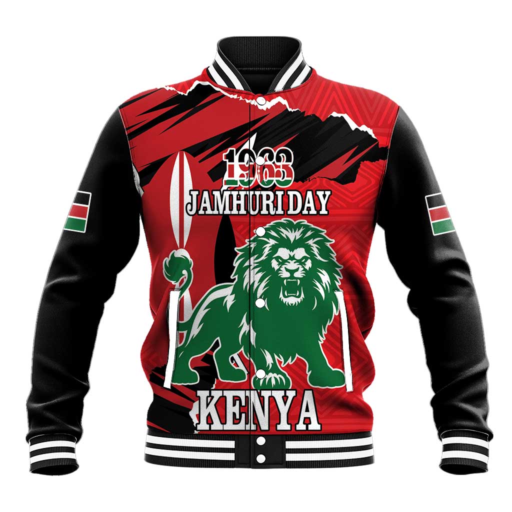 Personalized Jamhuri Day 1963 Baseball Jacket Angry Lion With African Shield