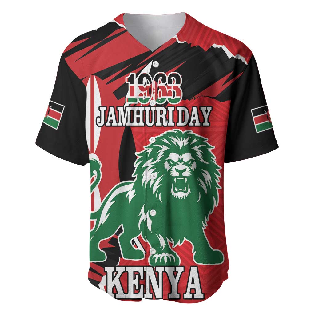 Personalized Jamhuri Day 1963 Baseball Jersey Angry Lion With African Shield