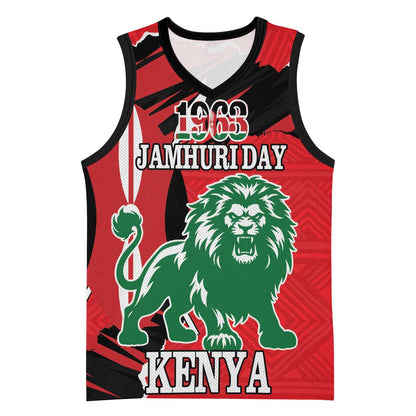 Personalized Jamhuri Day 1963 Basketball Jersey Angry Lion With African Shield LT18