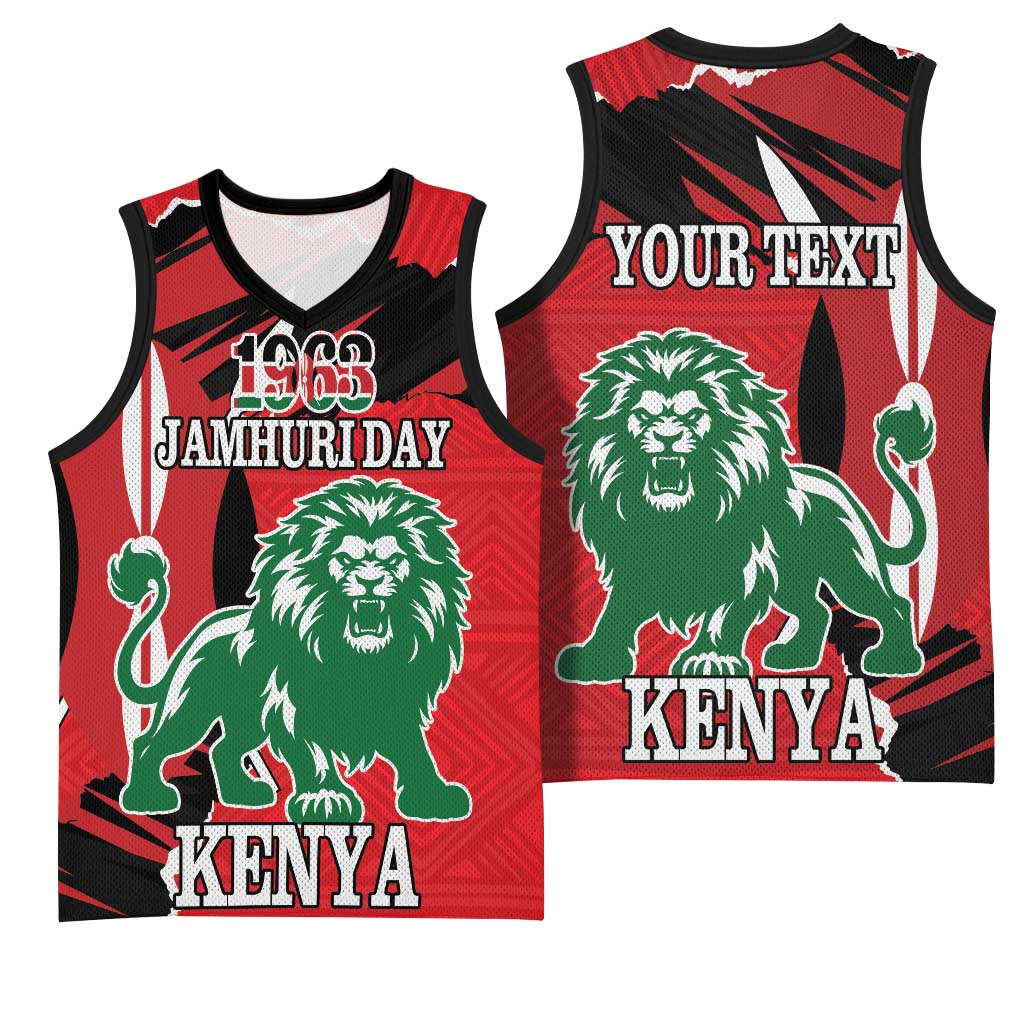 Personalized Jamhuri Day 1963 Basketball Jersey Angry Lion With African Shield LT18