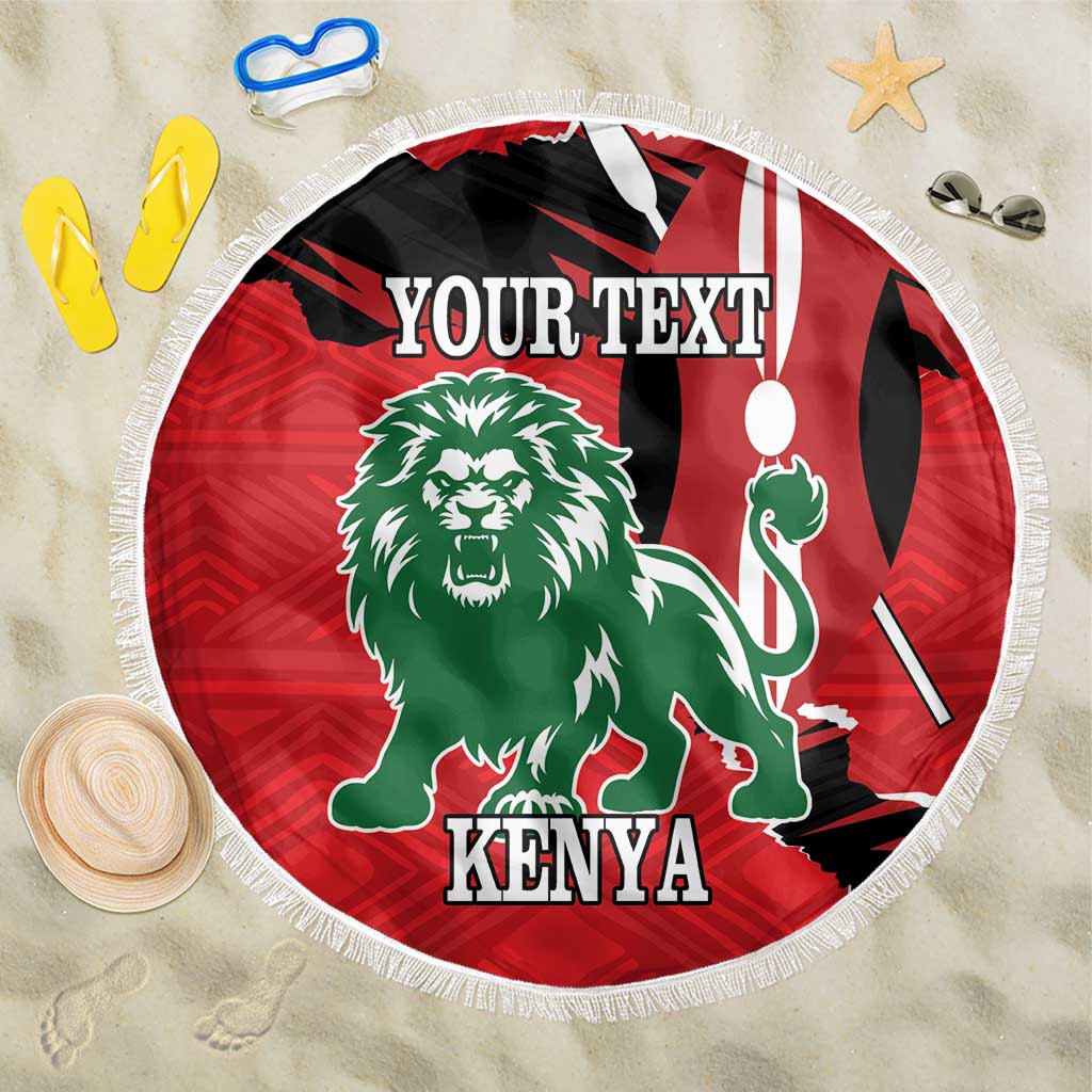 Personalized Jamhuri Day 1963 Beach Blanket Angry Lion With African Shield