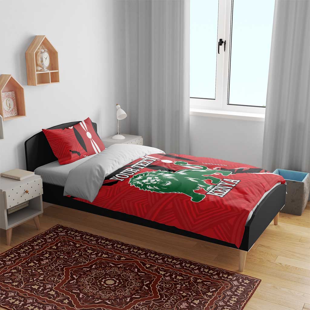 Personalized Jamhuri Day 1963 Bedding Set Angry Lion With African Shield