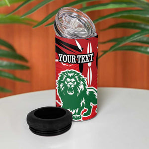 Personalized Jamhuri Day 1963 4 in 1 Can Cooler Tumbler Angry Lion With African Shield