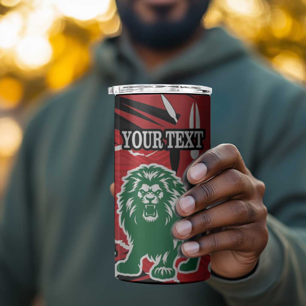 Personalized Jamhuri Day 1963 4 in 1 Can Cooler Tumbler Angry Lion With African Shield