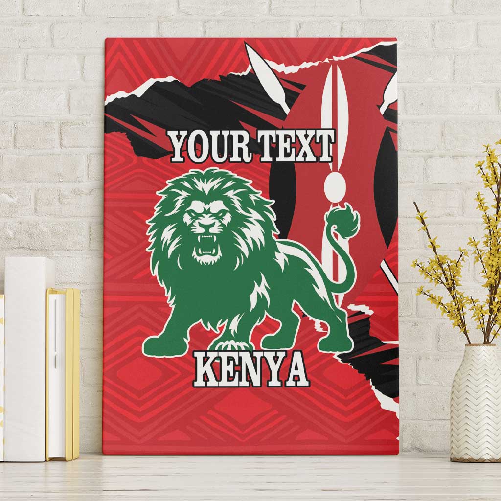 Personalized Jamhuri Day 1963 Canvas Wall Art Angry Lion With African Shield