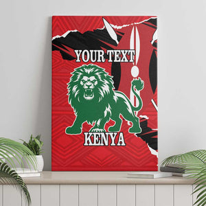 Personalized Jamhuri Day 1963 Canvas Wall Art Angry Lion With African Shield