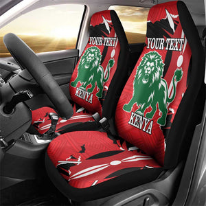 Personalized Jamhuri Day 1963 Car Seat Cover Angry Lion With African Shield