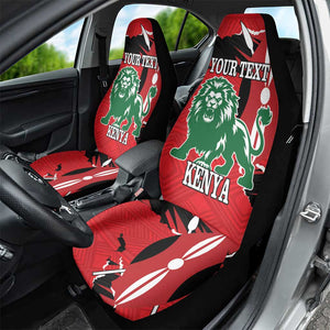 Personalized Jamhuri Day 1963 Car Seat Cover Angry Lion With African Shield