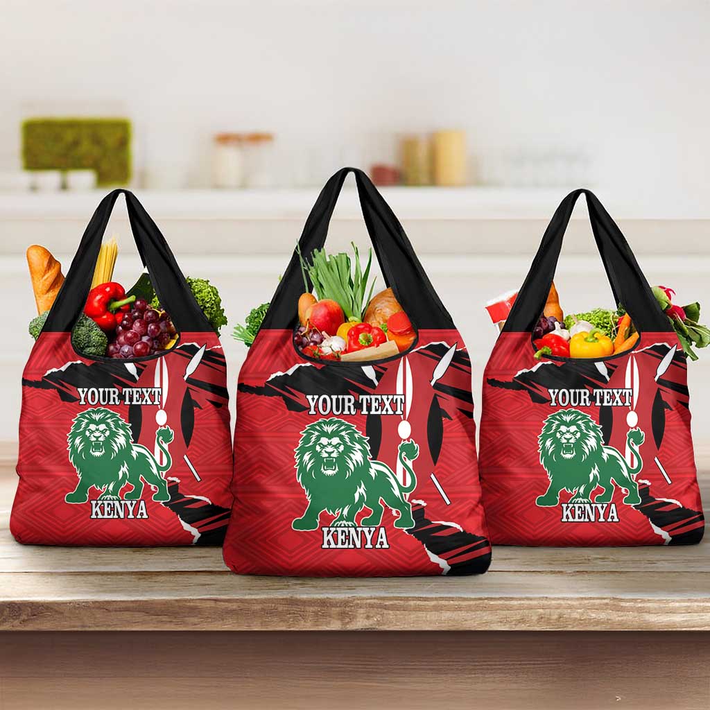 Personalized Jamhuri Day 1963 Grocery Bag Angry Lion With African Shield