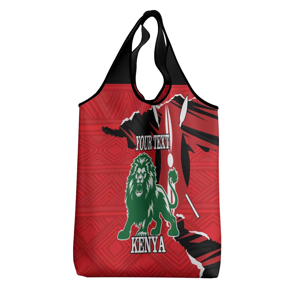 Personalized Jamhuri Day 1963 Grocery Bag Angry Lion With African Shield