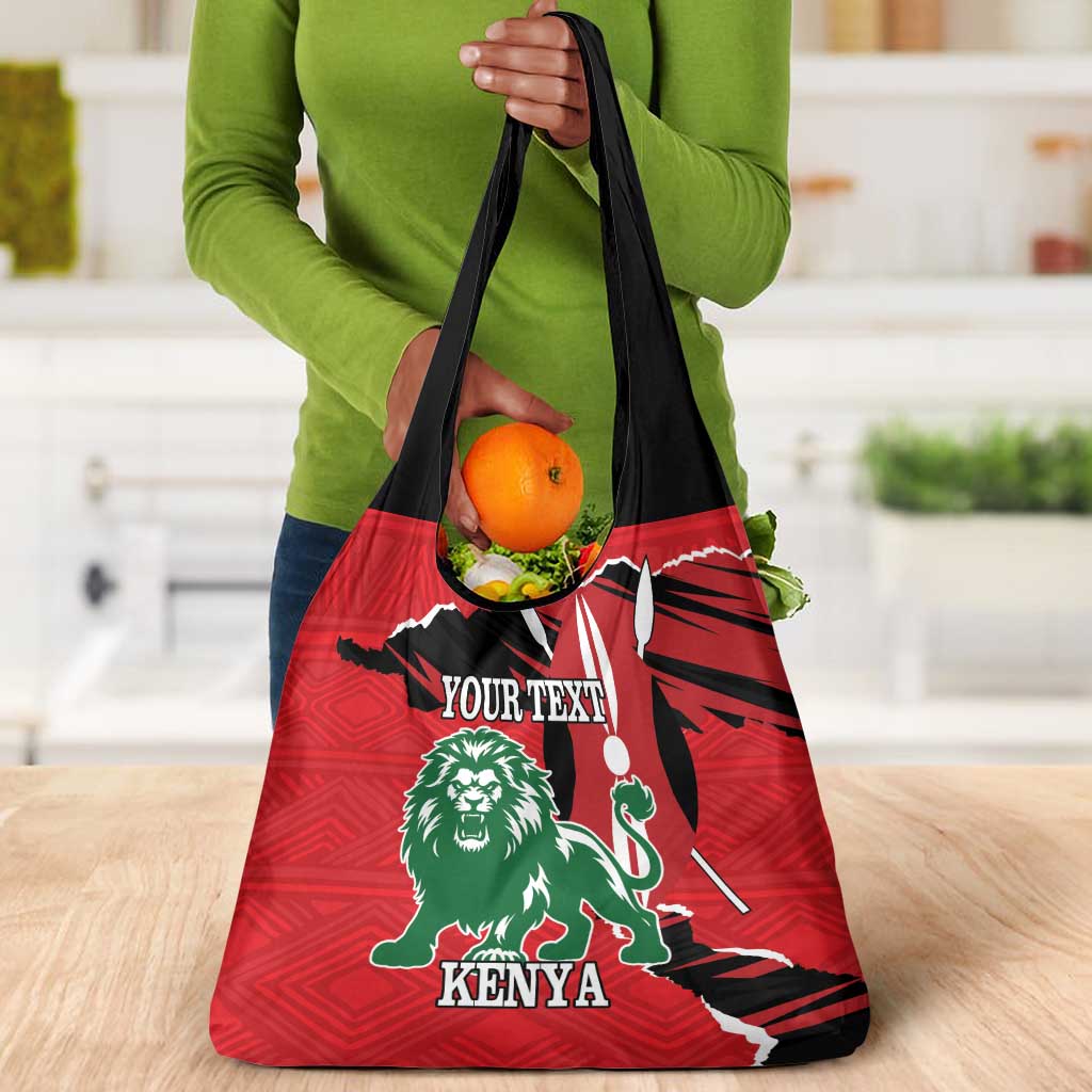 Personalized Jamhuri Day 1963 Grocery Bag Angry Lion With African Shield