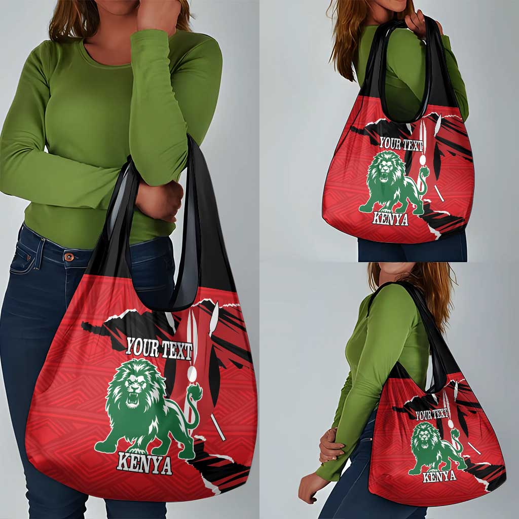 Personalized Jamhuri Day 1963 Grocery Bag Angry Lion With African Shield