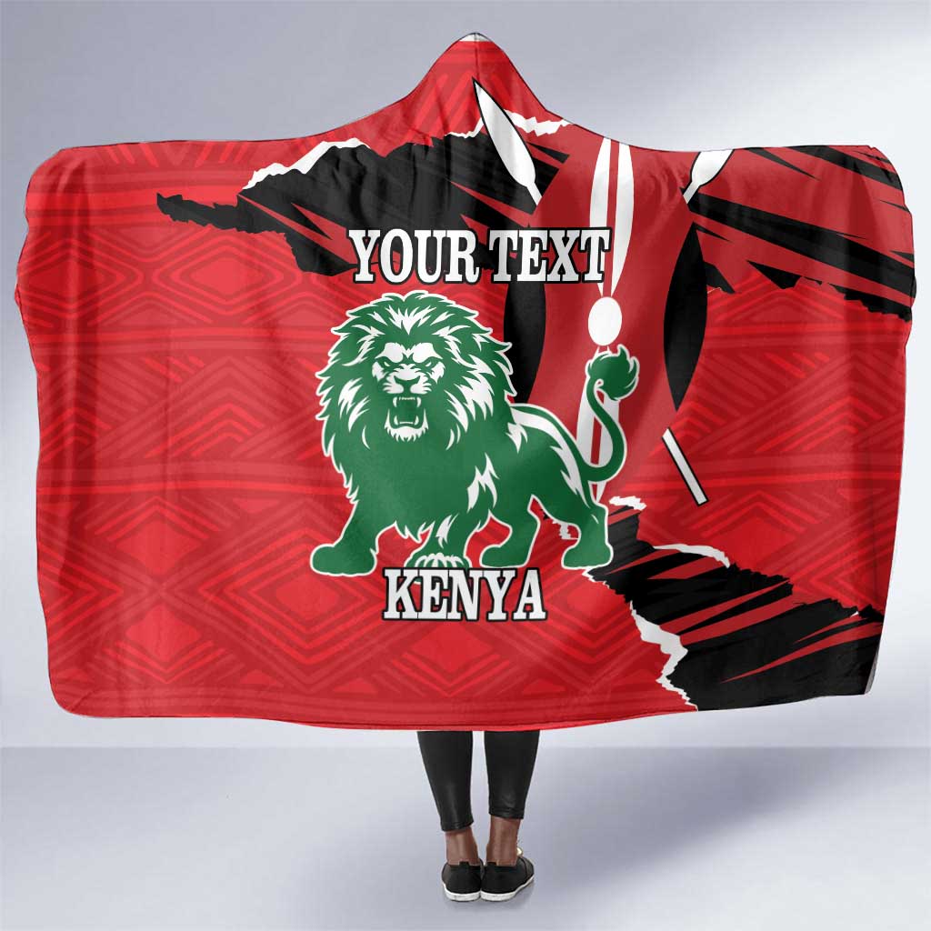 Personalized Jamhuri Day 1963 Hooded Blanket Angry Lion With African Shield