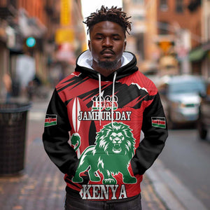 Personalized Jamhuri Day 1963 Hoodie Angry Lion With African Shield