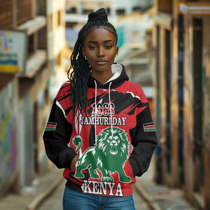 Personalized Jamhuri Day 1963 Hoodie Angry Lion With African Shield