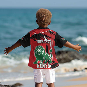 Personalized Jamhuri Day 1963 Kid Hawaiian Shirt Angry Lion With African Shield