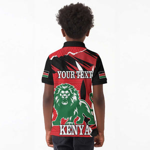 Personalized Jamhuri Day 1963 Kid Polo Shirt Angry Lion With African Shield