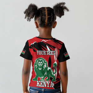 Personalized Jamhuri Day 1963 Kid T shirt Angry Lion With African Shield