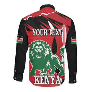 Personalized Jamhuri Day 1963 Long Sleeve Button Shirt Angry Lion With African Shield