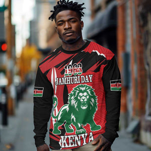 Personalized Jamhuri Day 1963 Long Sleeve Shirt Angry Lion With African Shield