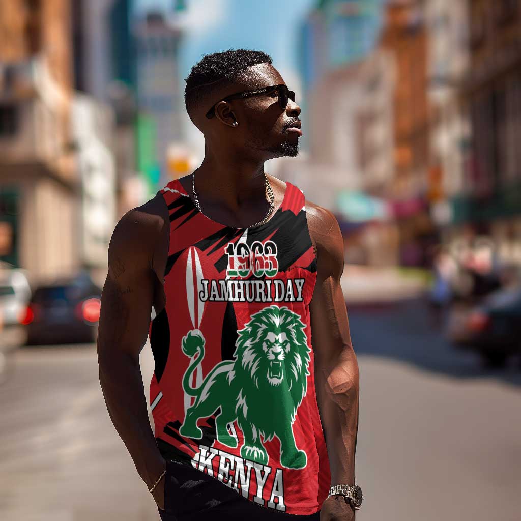 Personalized Jamhuri Day 1963 Men Tank Top Angry Lion With African Shield