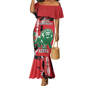 Personalized Jamhuri Day 1963 Mermaid Dress Angry Lion With African Shield