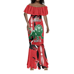 Personalized Jamhuri Day 1963 Mermaid Dress Angry Lion With African Shield