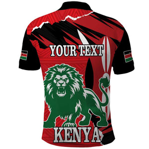 Personalized Jamhuri Day 1963 Polo Shirt Angry Lion With African Shield