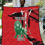 Personalized Jamhuri Day 1963 Quilt Angry Lion With African Shield