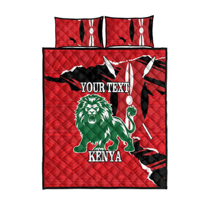 Personalized Jamhuri Day 1963 Quilt Bed Set Angry Lion With African Shield