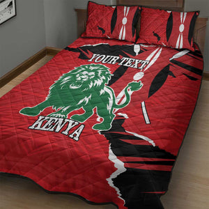 Personalized Jamhuri Day 1963 Quilt Bed Set Angry Lion With African Shield