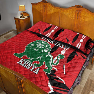 Personalized Jamhuri Day 1963 Quilt Bed Set Angry Lion With African Shield