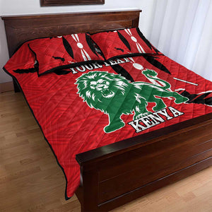 Personalized Jamhuri Day 1963 Quilt Bed Set Angry Lion With African Shield