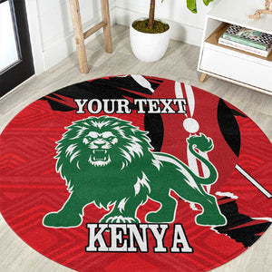 Personalized Jamhuri Day 1963 Round Carpet Angry Lion With African Shield