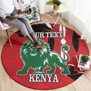 Personalized Jamhuri Day 1963 Round Carpet Angry Lion With African Shield