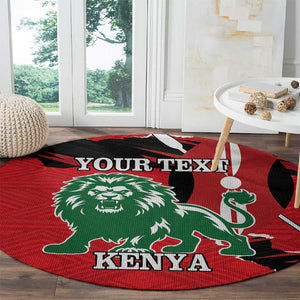 Personalized Jamhuri Day 1963 Round Carpet Angry Lion With African Shield