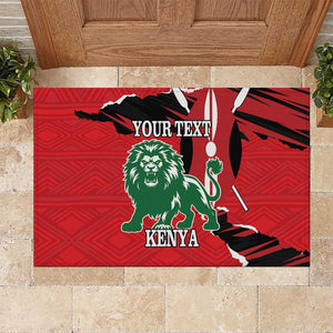 Personalized Jamhuri Day 1963 Rubber Doormat Angry Lion With African Shield