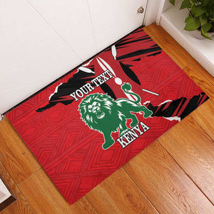 Personalized Jamhuri Day 1963 Rubber Doormat Angry Lion With African Shield