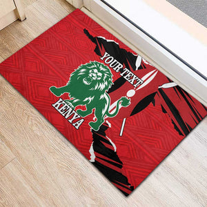 Personalized Jamhuri Day 1963 Rubber Doormat Angry Lion With African Shield