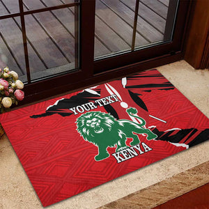 Personalized Jamhuri Day 1963 Rubber Doormat Angry Lion With African Shield