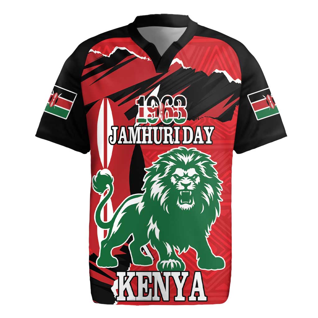 Personalized Jamhuri Day 1963 Rugby Jersey Angry Lion With African Shield