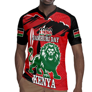 Personalized Jamhuri Day 1963 Rugby Jersey Angry Lion With African Shield