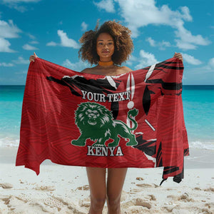 Personalized Jamhuri Day 1963 Sarong Angry Lion With African Shield