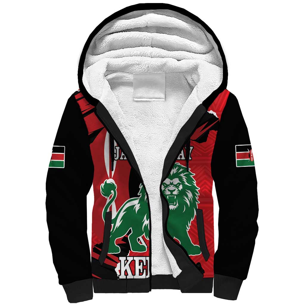 Personalized Jamhuri Day 1963 Sherpa Hoodie Angry Lion With African Shield