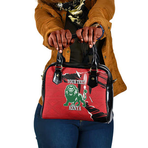 Personalized Jamhuri Day 1963 Shoulder Handbag Angry Lion With African Shield