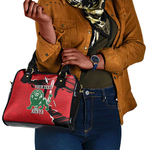 Personalized Jamhuri Day 1963 Shoulder Handbag Angry Lion With African Shield